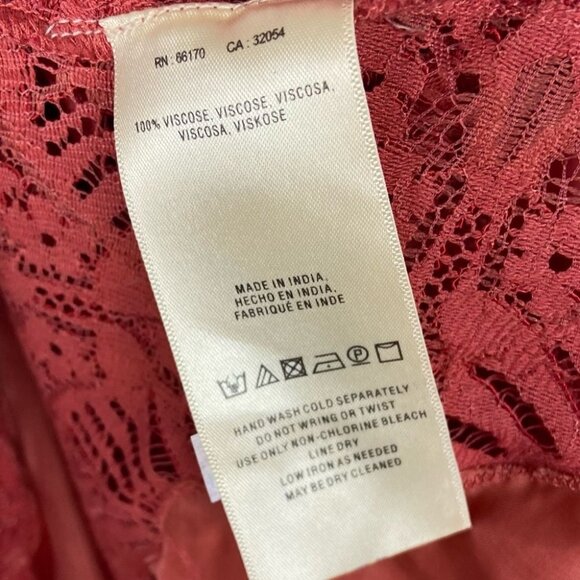 Anthropologie Moulinette Soeurs Satin Lace V-Neck Blouse Size XS Red Bohemian - Picture 7 of 11